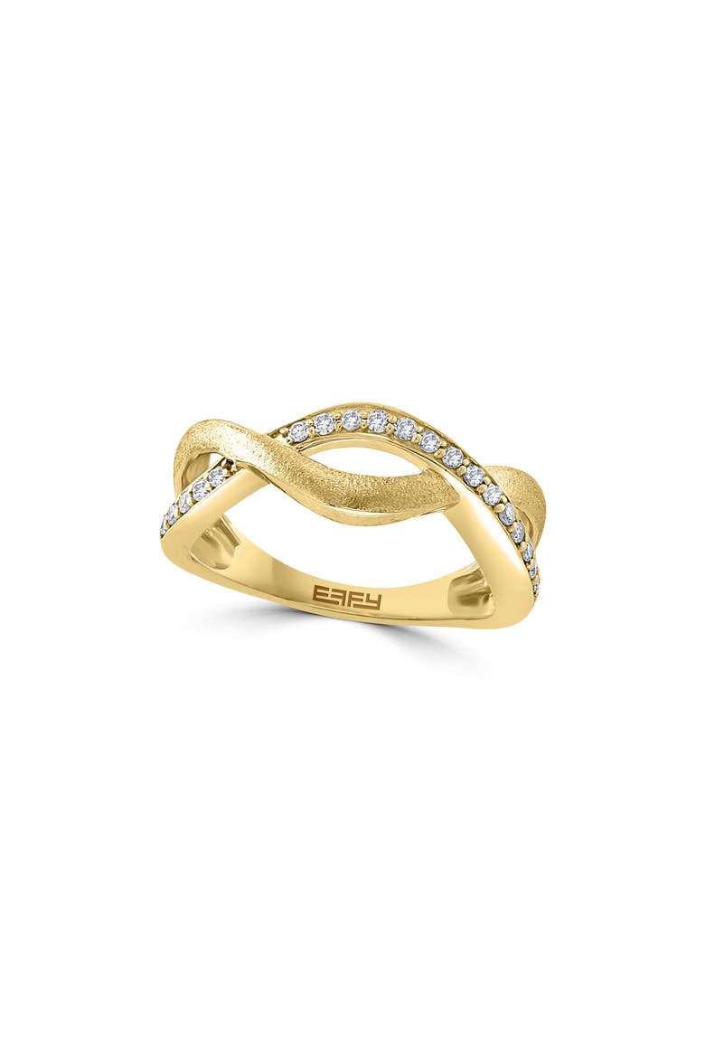 Diamond Trim Twist Band Ring - 0.18 ctw., Main, color, SILVER/ 18K GOLD/ DIAMOND