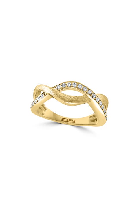 Diamond Trim Twist Band Ring - 0.18 ctw.