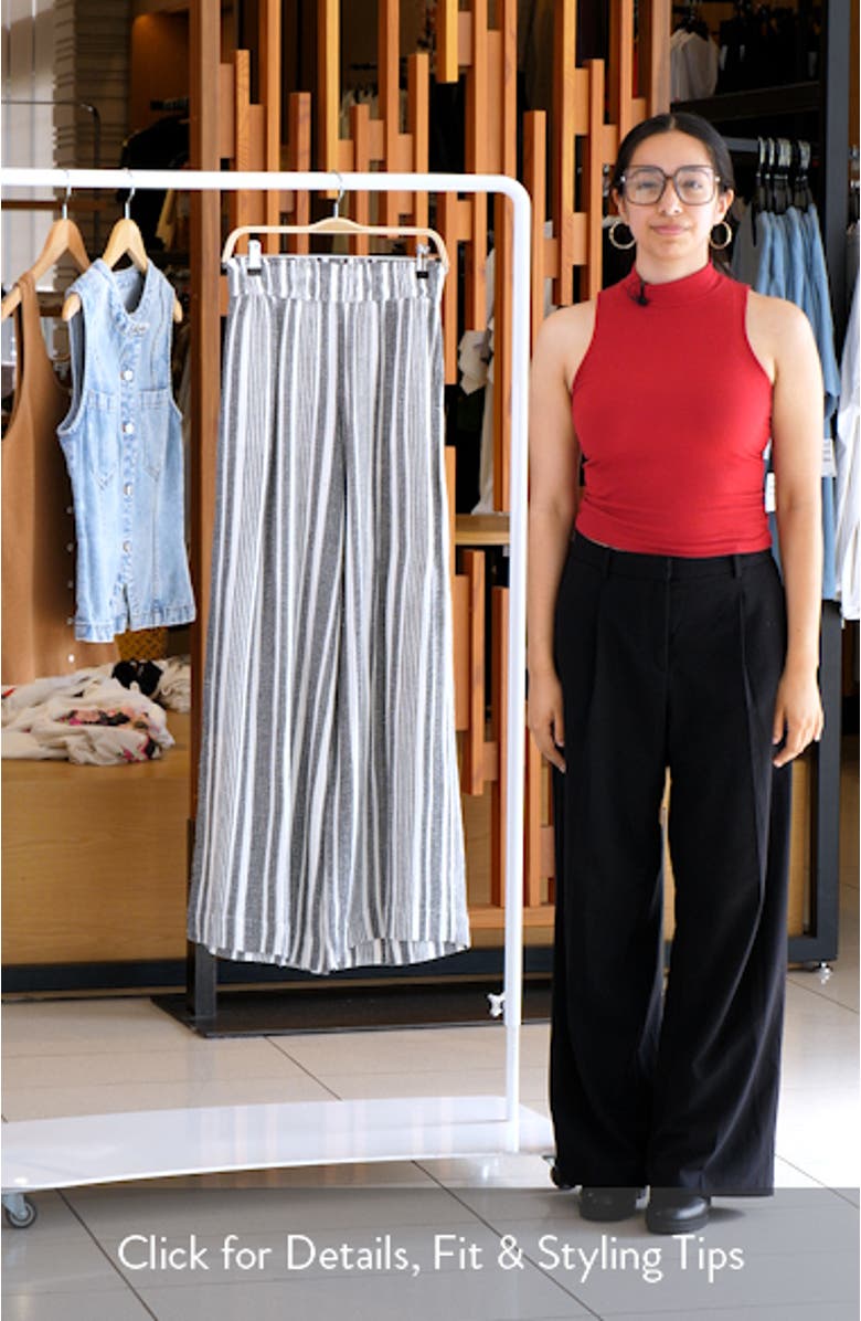 Palm Stripe Pull-on Cotton Pants, sales video thumbnail