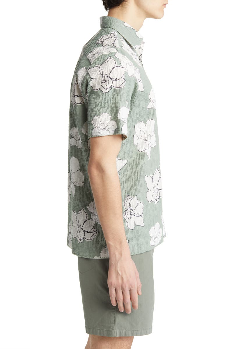 Ted Baker London Coving Floral Cotton Stretch Seersucker Short Sleeve Button-Up Shirt, Alternate, color,