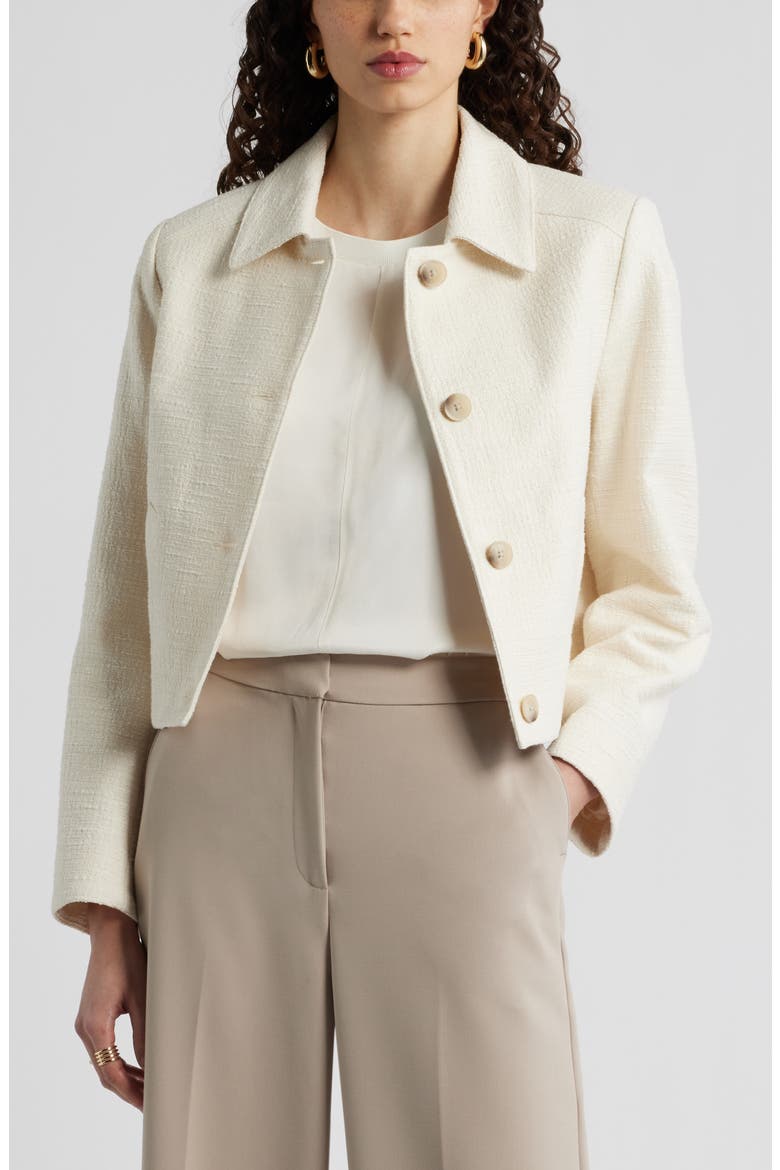 Textured Button Front Jacket, Main, color, IVORY BIRCH