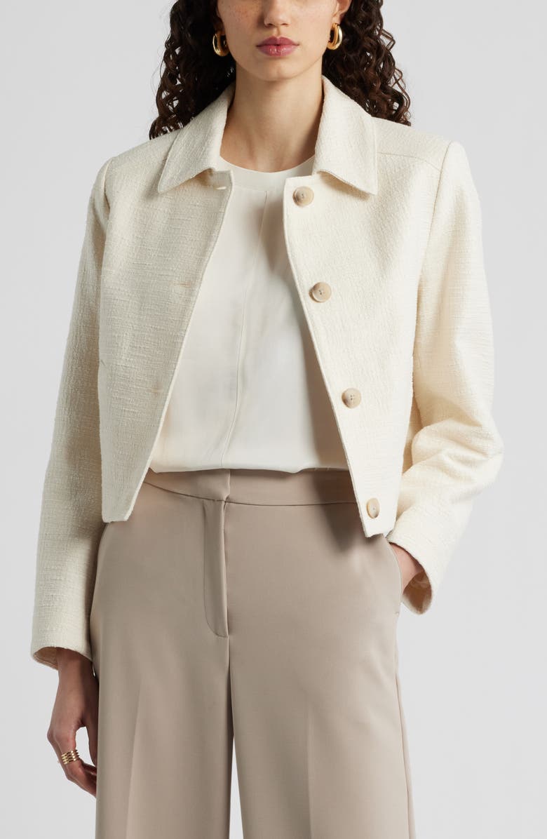 Nordstrom Textured Button Front Jacket, Main, color, Ivory Birch