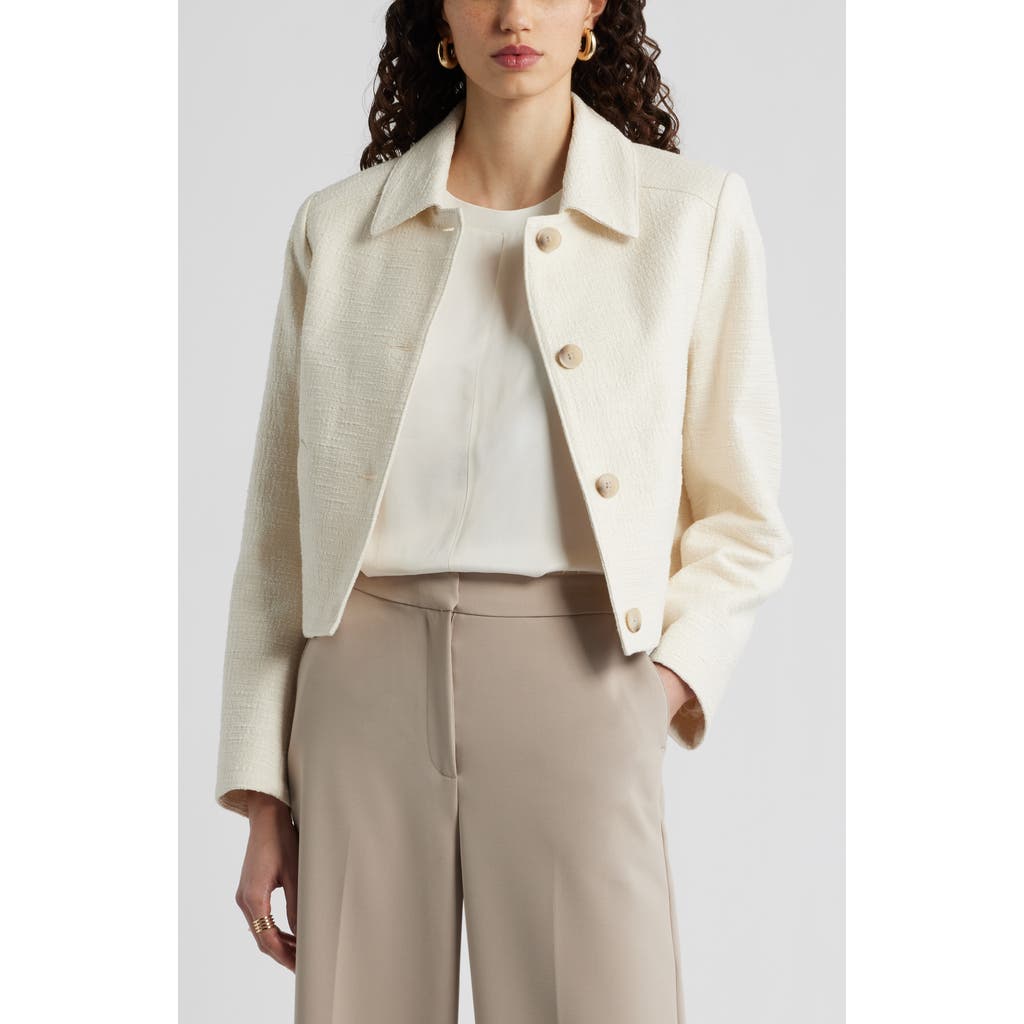 Nordstrom Textured Button Front Jacket in Ivory Birch at Nordstrom Rack, Size Small