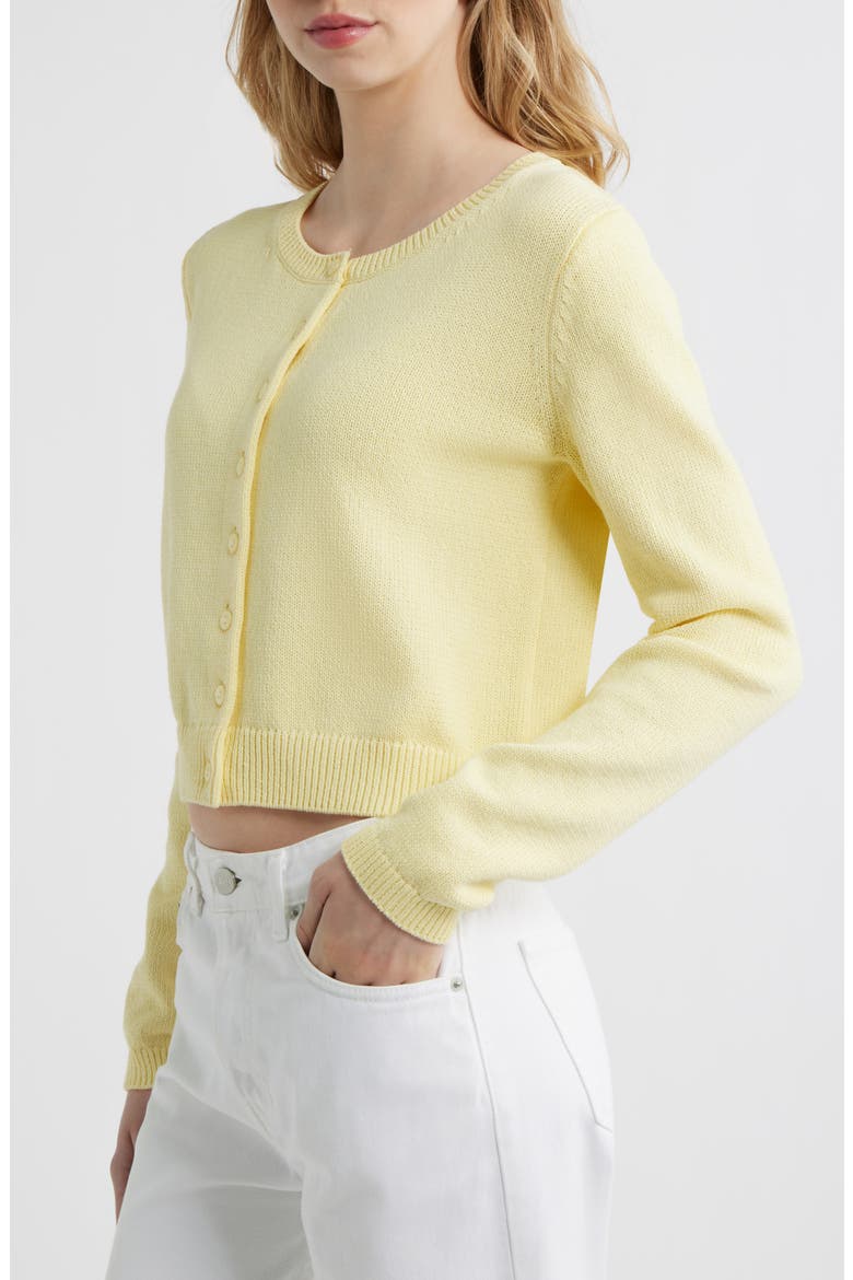 Clara Cotton Crewneck Cardigan, Alternate, color, PINEAPPLE