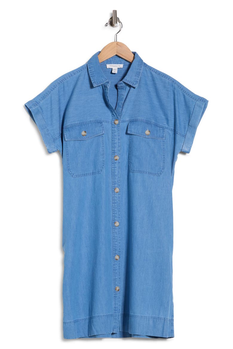 Beaux Boxy Short Sleeve Denim Shirtdress, Alternate, color, MEDIUM WASH
