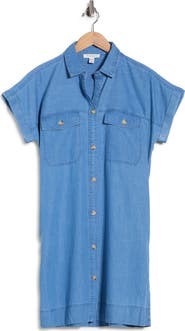 beachlunchlounge Beaux Boxy Short Sleeve Denim Shirtdress