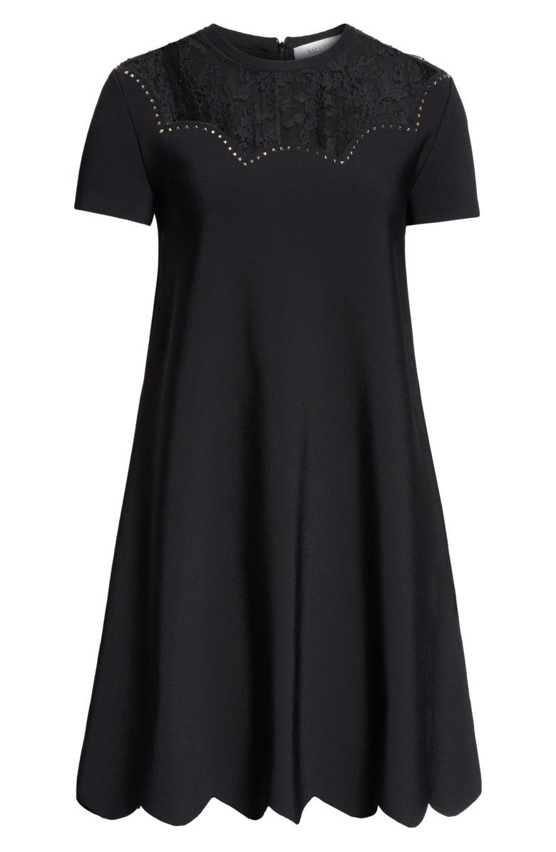 Valentino Scallop Detail Lace Yoke Dress, Alternate, color,