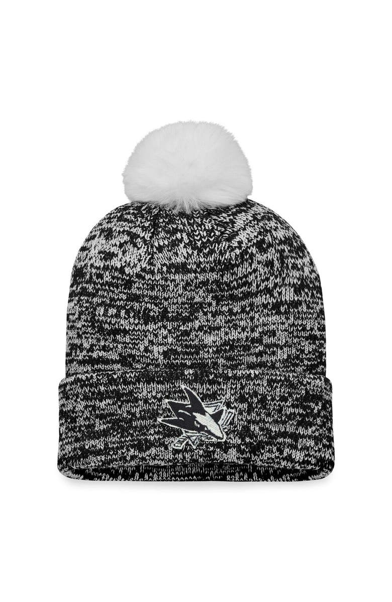 FANATICS Women's Fanatics Branded Black San Jose Sharks Glimmer Cuffed Knit Hat with Pom, Main, color, Black