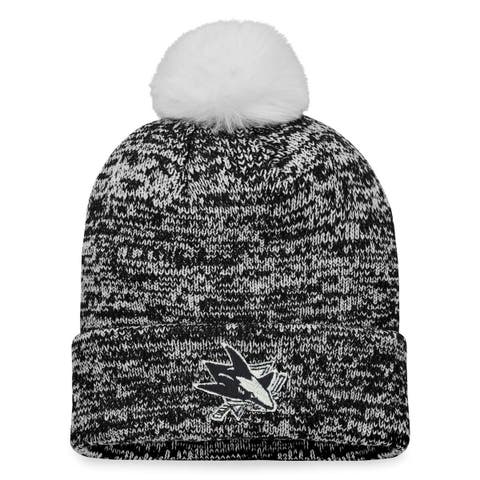 Women's Fanatics Branded Black San Jose Sharks Glimmer Cuffed Knit Hat with Pom
