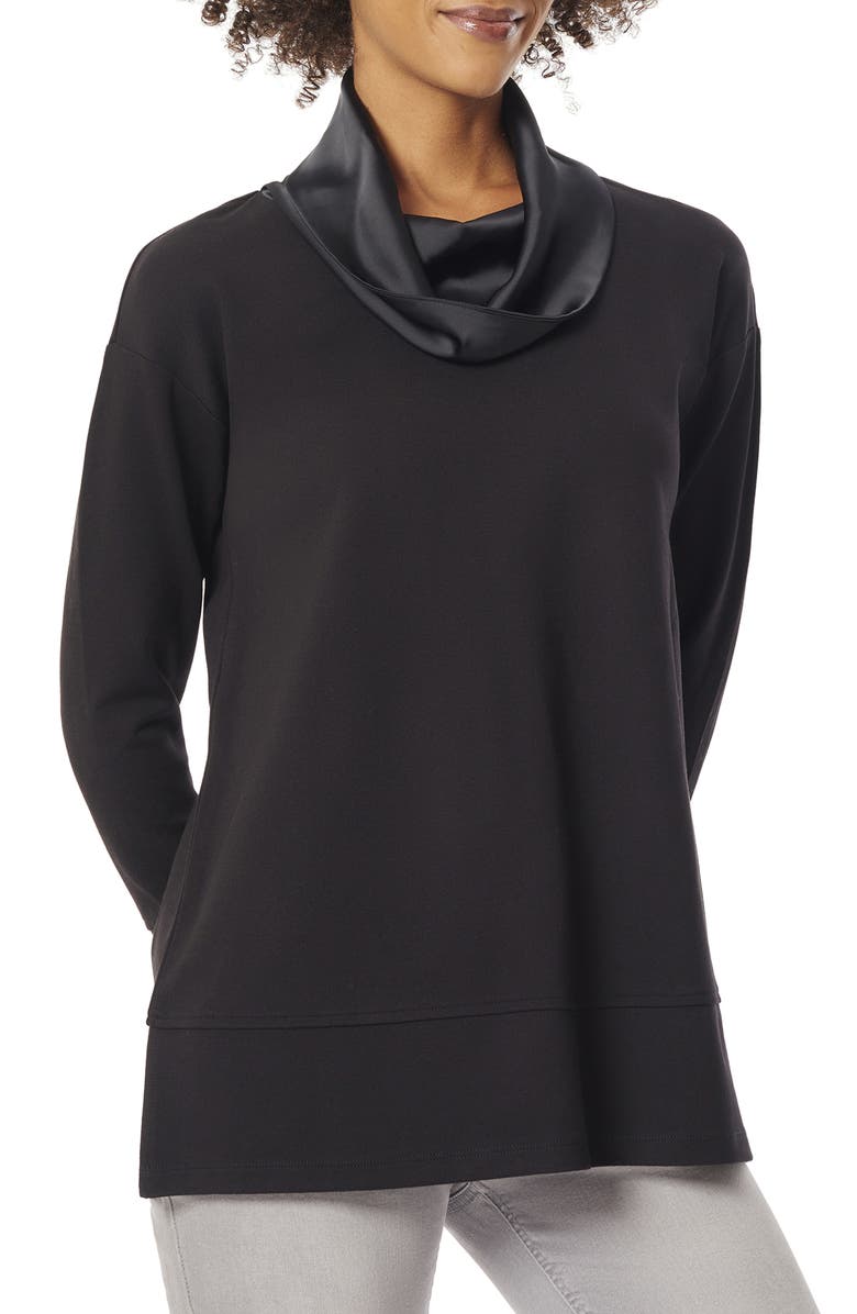 Jones New York Serenity Cowl Neck Mixed Media Sweater, Alternate, color, Jones Black