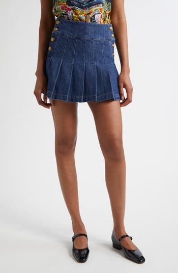 Alice + Olivia Lanna Pleated Denim Miniskirt | Nordstromrack