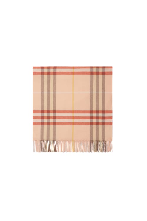 Shop Burberry Wide Check Cashmere Scarf In Teacup