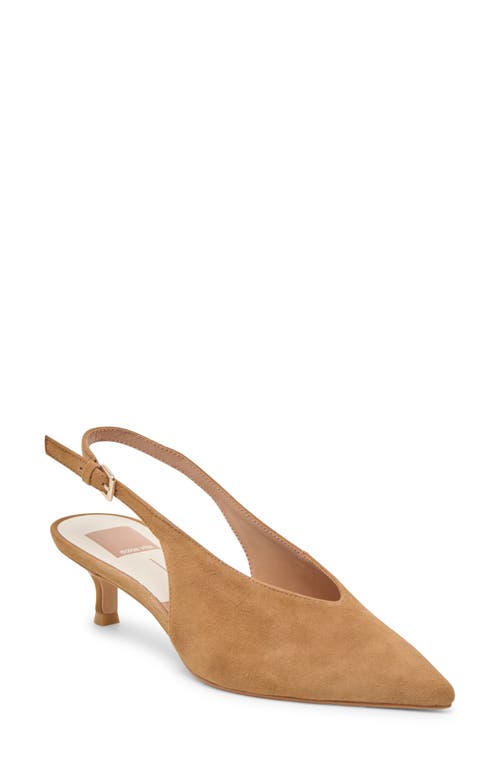 Dolce Vita Alenna Slingback Pointed Toe Kitten Heel Pump In Brown