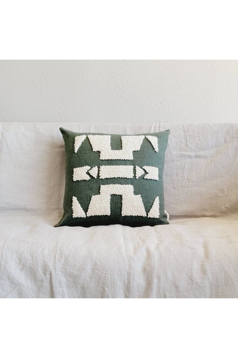 Ndebele Forest Green Throw Pillow - with Insert, Main, color, Forest Green