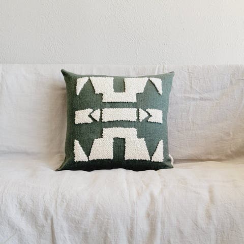 Ndebele Forest Green Throw Pillow - with Insert
