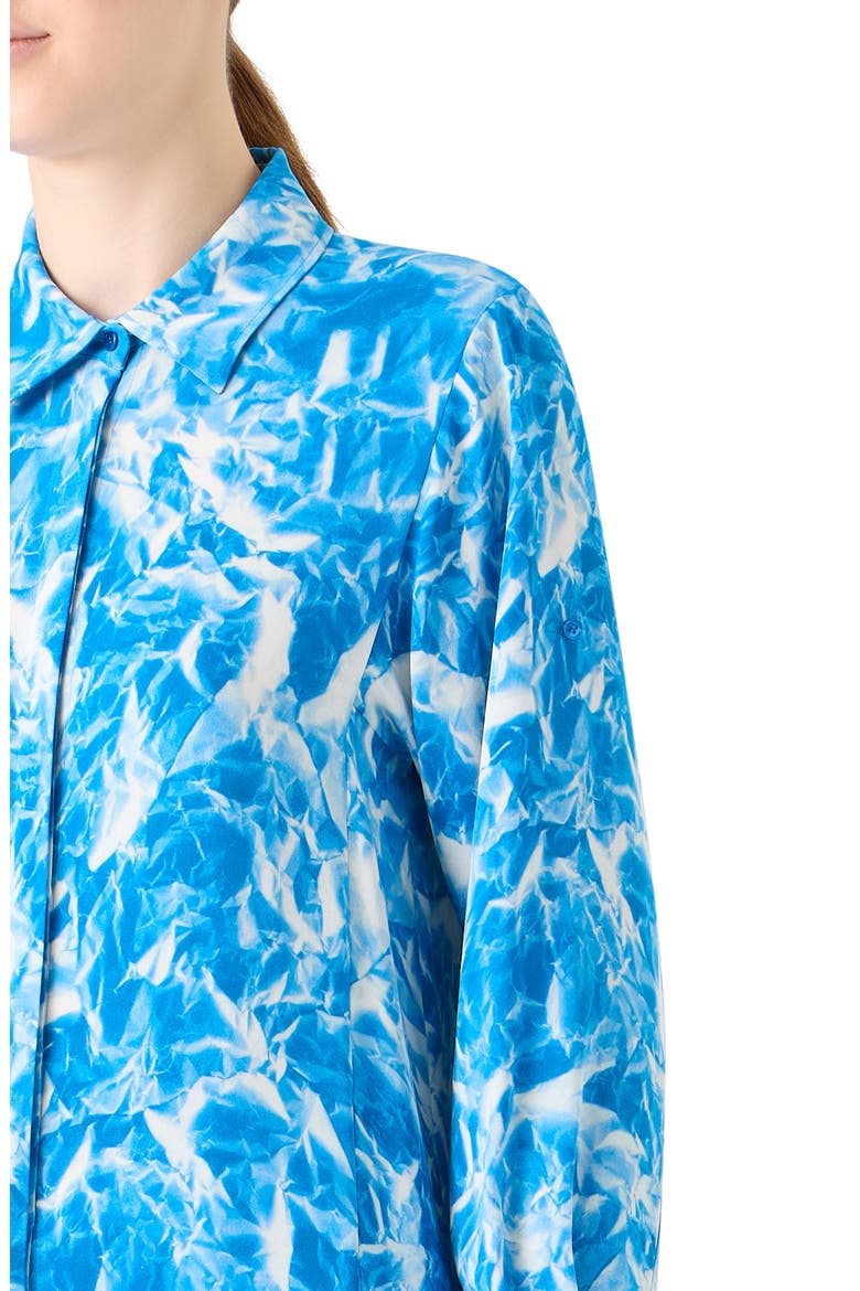 Whitecaps Long Sleeve Midi Silk Shirtdress, Alternate, color, TWILIGHT/ ECRU
