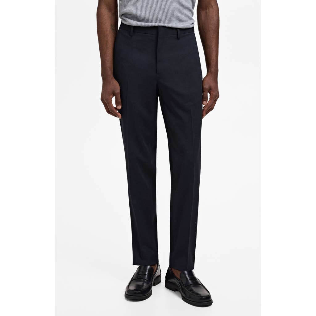 Mango Slim Fit Flat Front Pants In Blue
