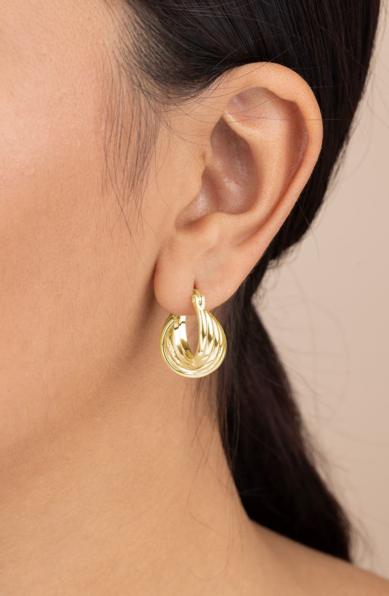Sterling Forever Brigitta Woven Twist Hoop Earrings, Alternate, color, Gold