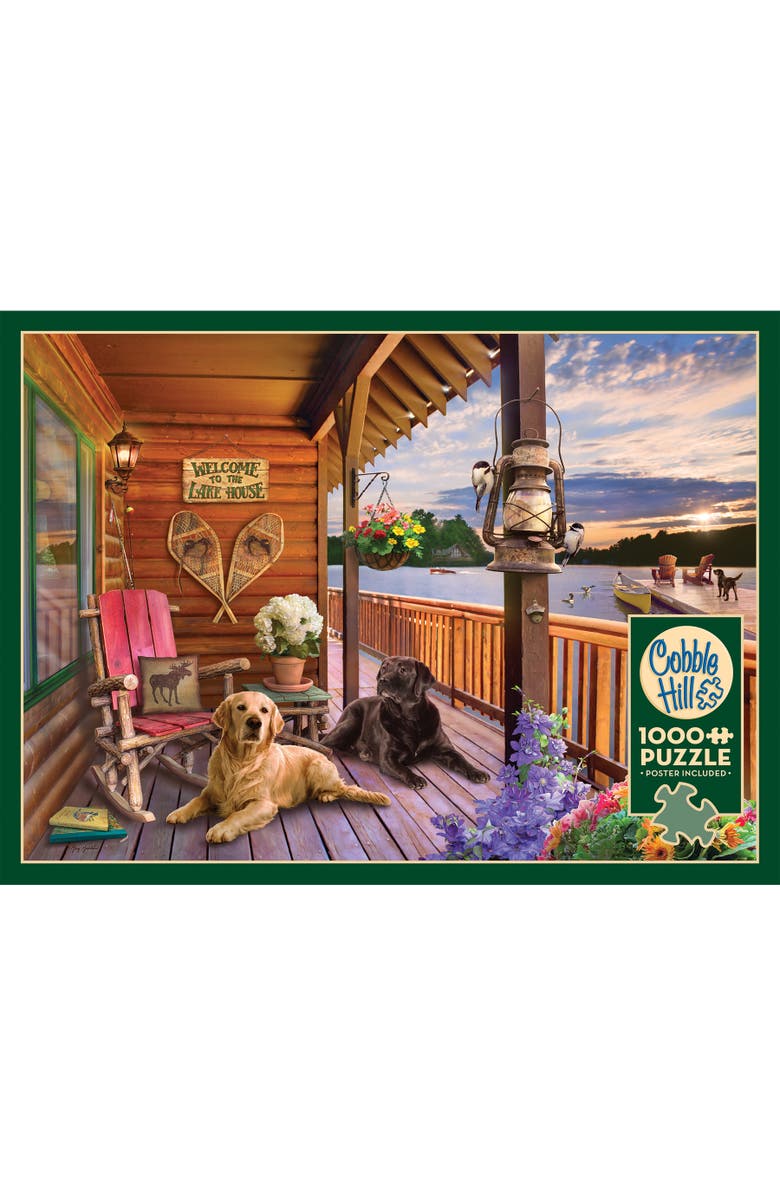 Cobble Hill 1000 Piece Puzzle, Welcome To The Lake House Reference Poster Included, Alternate, color, Multicolored