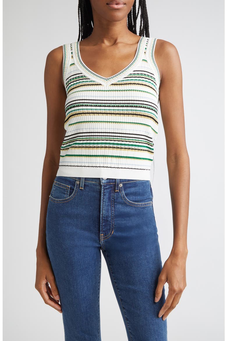Carlin Knit Crop Tank, Main, color, OFF WHITE MULTI
