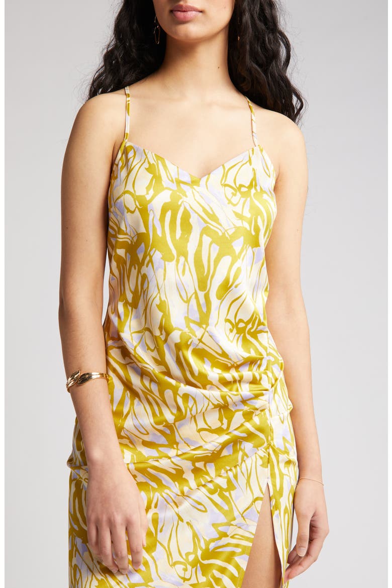 Strappy Shirred Sleeveless Midi Dress, Alternate, color, PURPLE P LAVA ABSTRACT