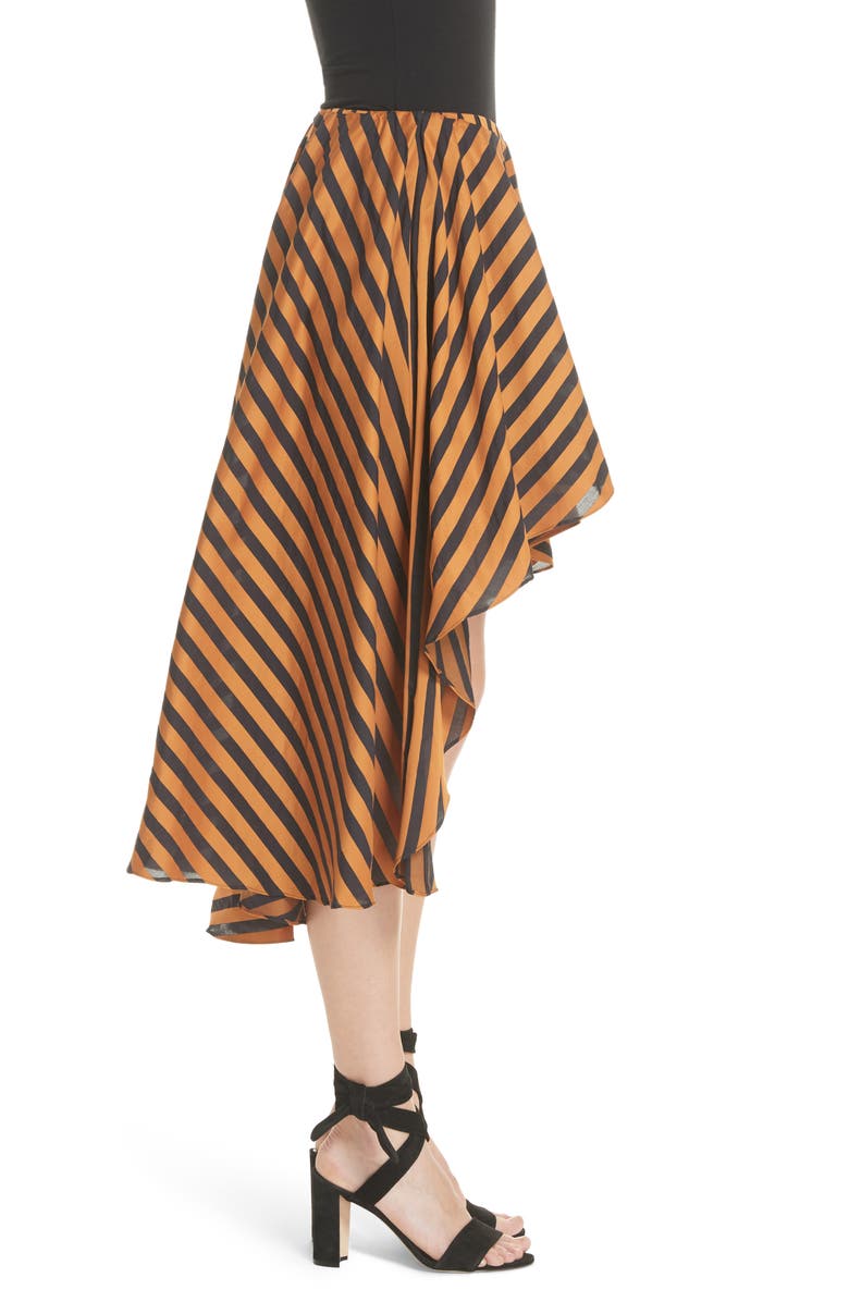 CAROLINE CONSTAS Adelle Ruffle High/Low Skirt, Alternate, color, 