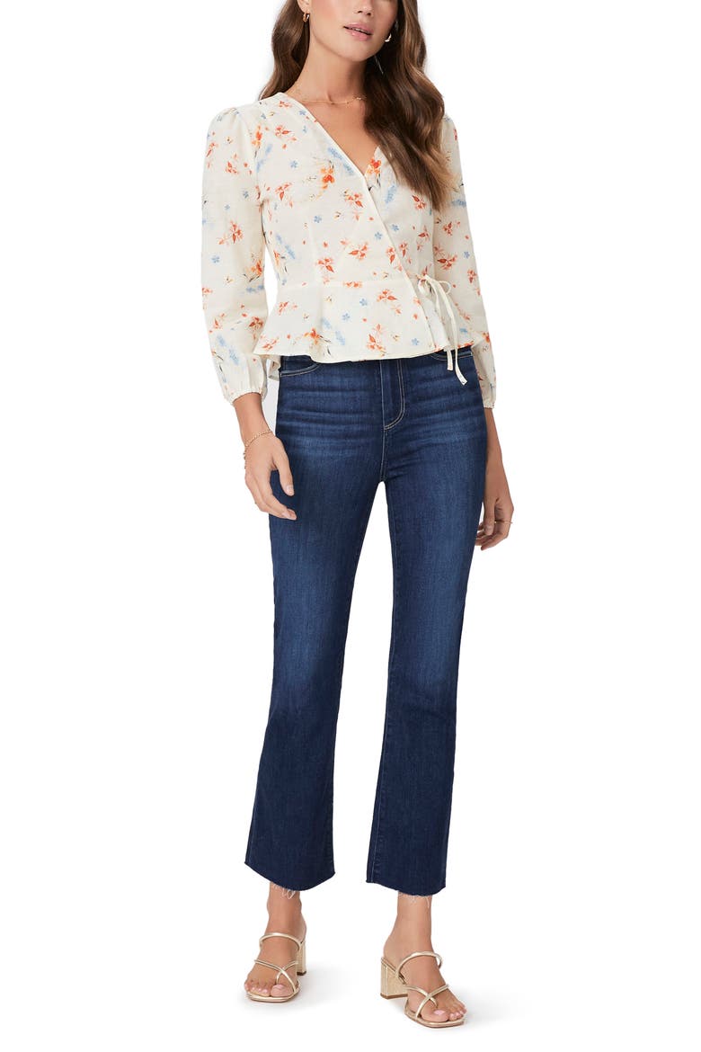 Ninette Orchid Print Linen & Cotton Wrap Blouse, Alternate, color, CREMMLTI
