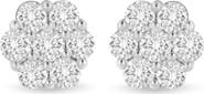 Haus of Brilliance 14K White Gold 3 cttw Diamond Floral Cluster Stud Earring