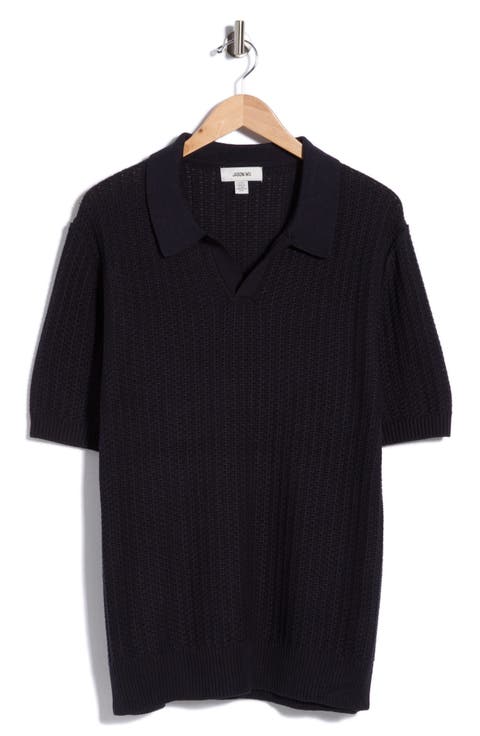 Johnny Collar Textured Cotton & Cashmere Blend Knit Polo