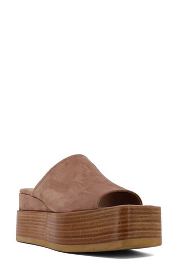 Shushop Karlie Platform Slide Sandal In Brown