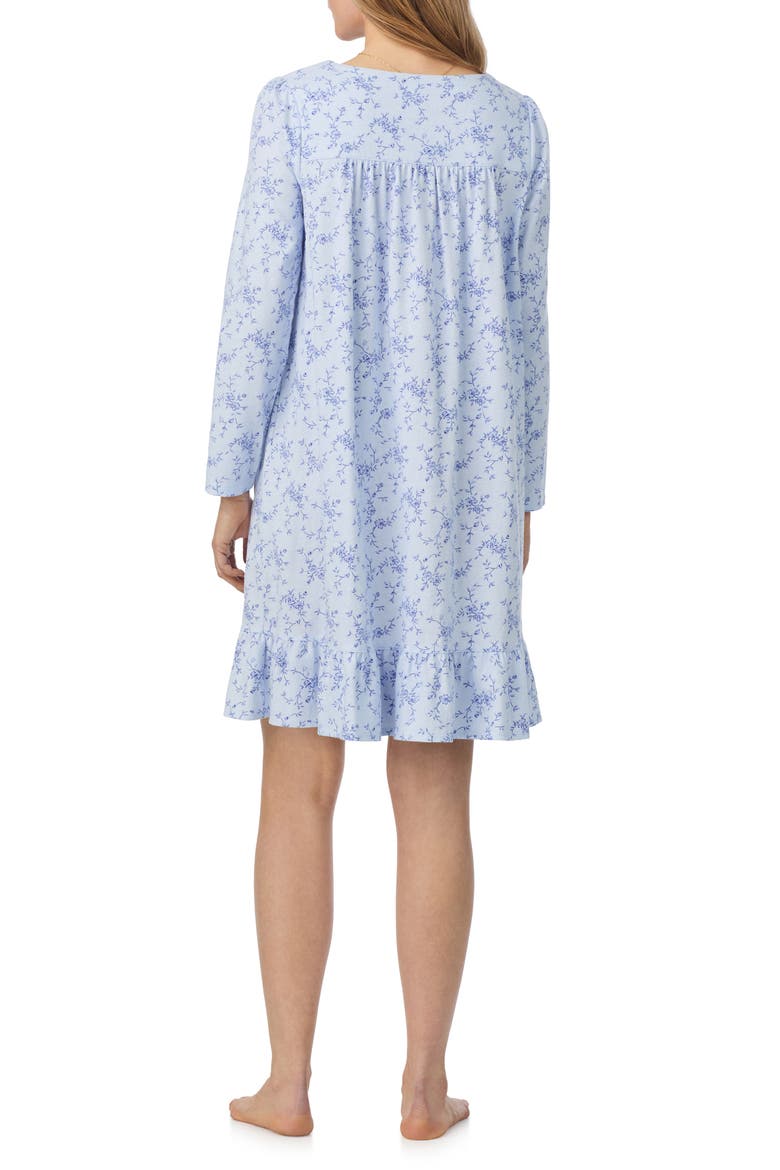 Lace Trim Cotton Nightgown, Alternate, color, BLUE/ PRINT