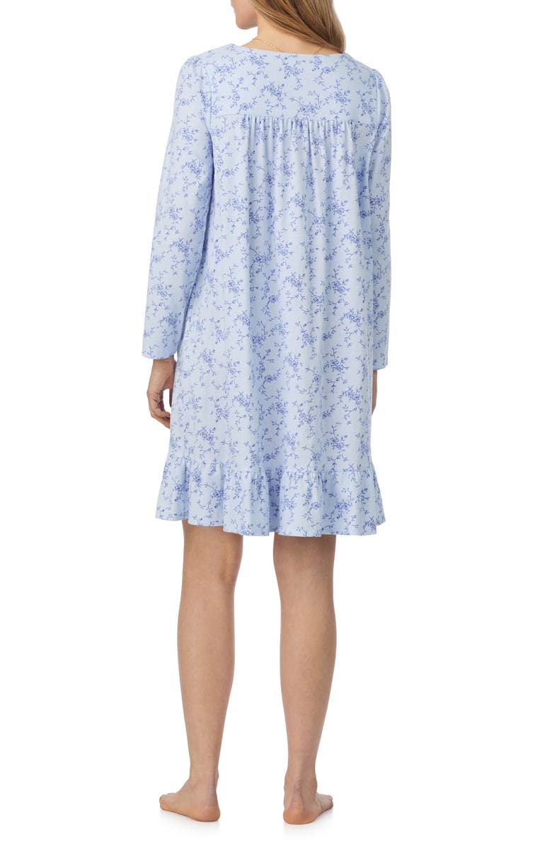 Eileen West Lace Trim Cotton Nightgown, Alternate, color, Blue/ Print