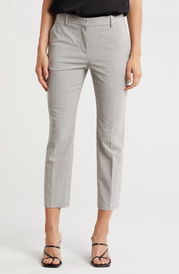 Theory Testra O.trace Wool-blend Trouser In Light Grey Melange