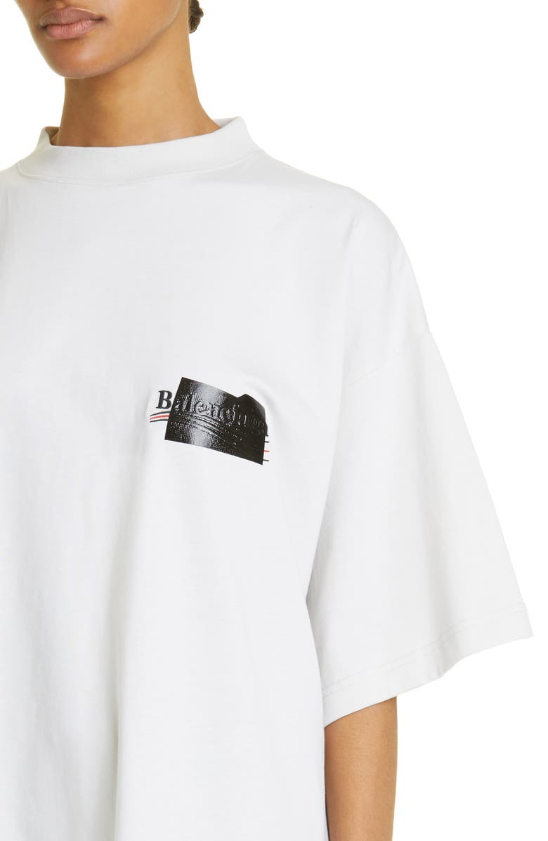 Balenciaga Oversize Gaffer Tape Logo Graphic Tee, Alternate, color, 