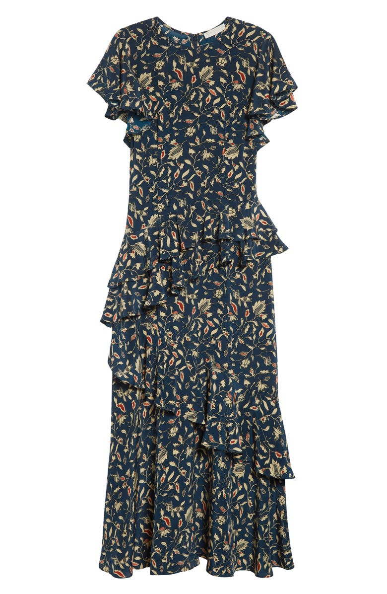 Ulla Johnson Amaia Ruffle Silk Maxi Dress, Alternate, color, Midnight Garden