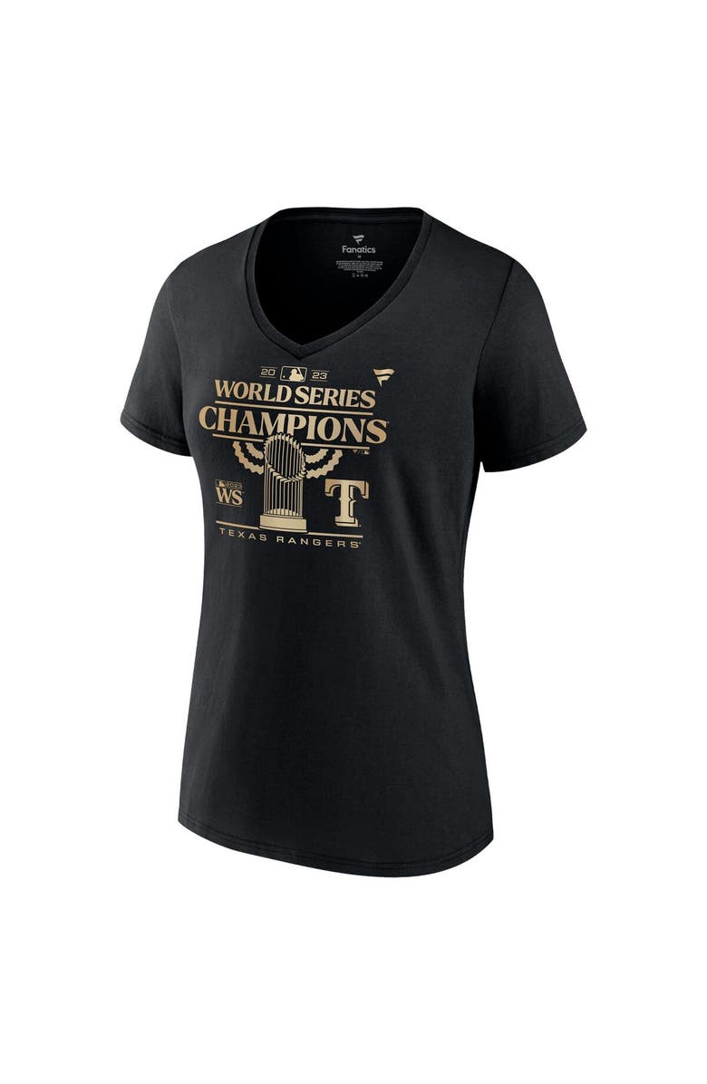 FANATICS Women's Fanatics Branded Black Texas Rangers 2023 World Series Champions Parade V-Neck T-Shirt, Alternate, color,