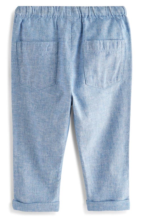 Next Kids' Linen & Cotton Chambray Drawstring Pants In Blue