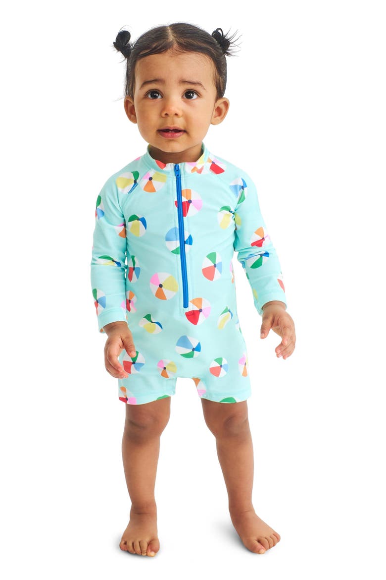 Baby One-Piece Rash Guard, Alternate, color, Mist Beach Balls