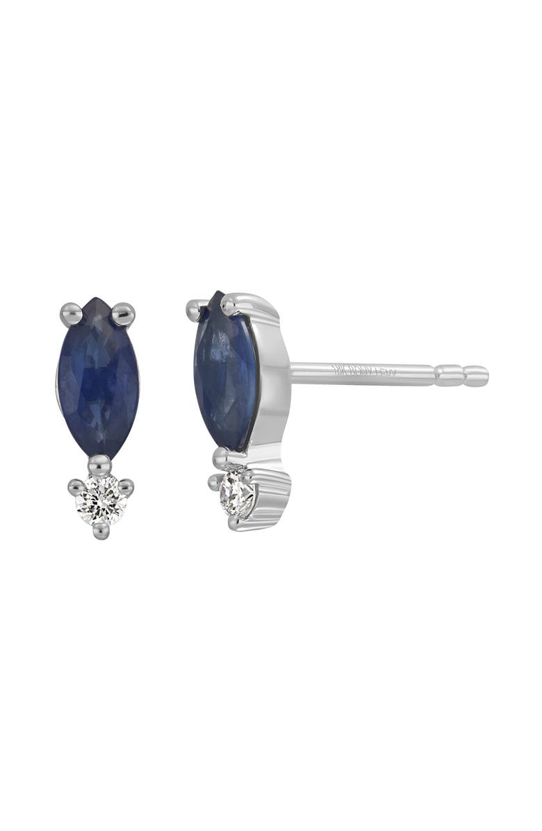Bony Levy 18K Gold El Mar Diamond & Sapphire Stud Earrings, Main, color, 18K White Gold