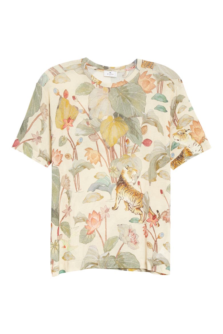 Giglio Floral Print Oversize Jersey Tee, Alternate, color, BEIGE