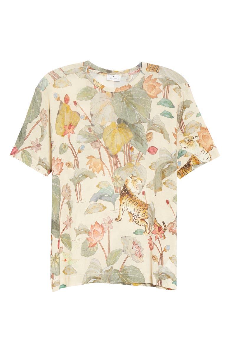Etro Giglio Floral Print Oversize Jersey Tee, Alternate, color, 