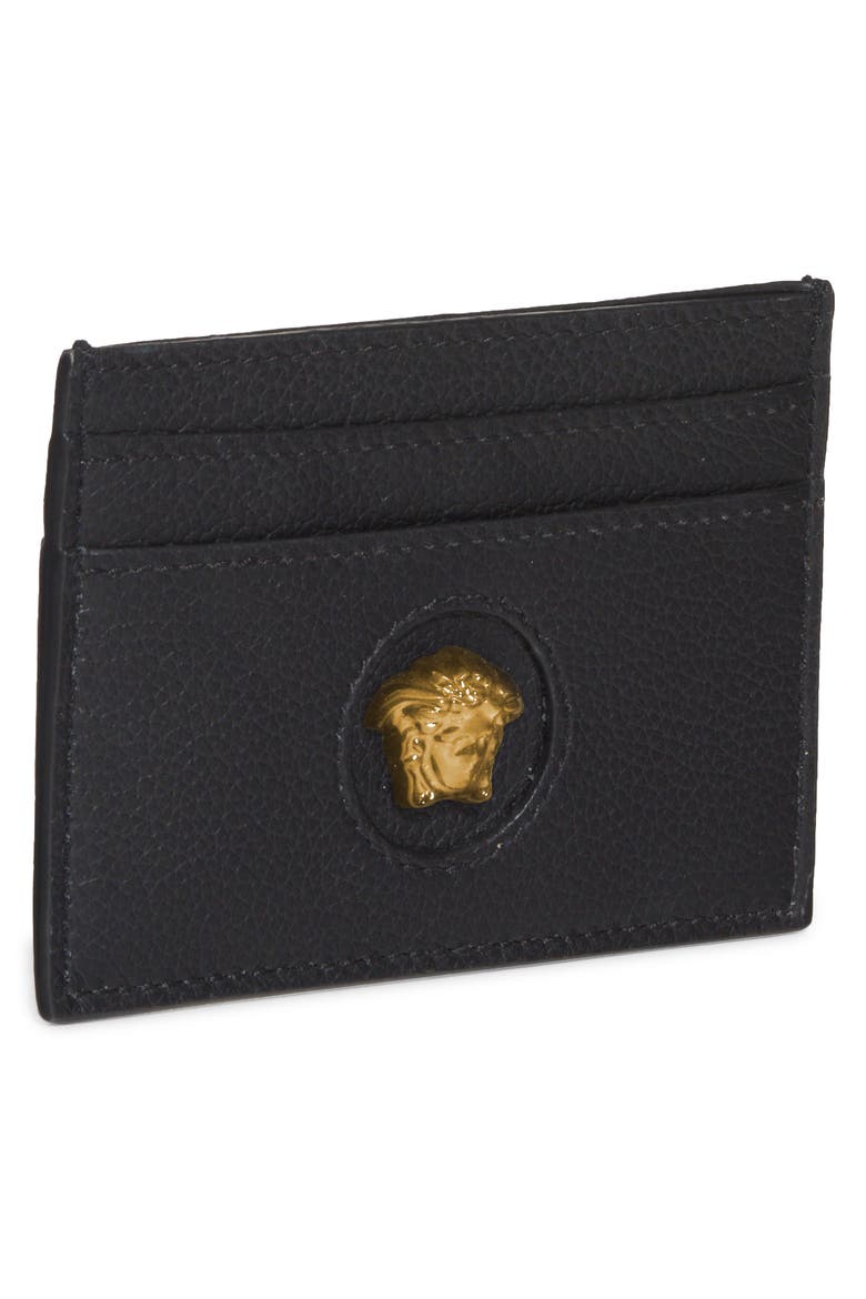 Medusa Card Case, Alternate, color, BLACK-VERSACE GOLD