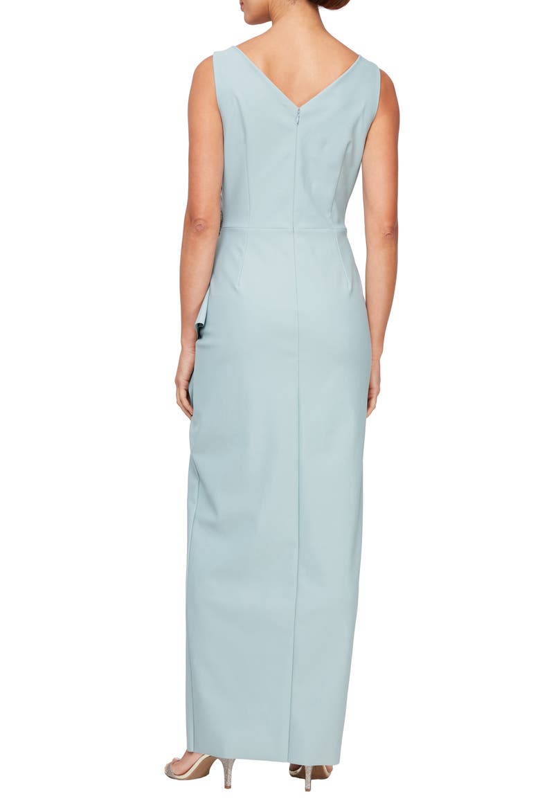 Embellished Side Drape Column Formal Gown, Alternate, color, ICE SAGE