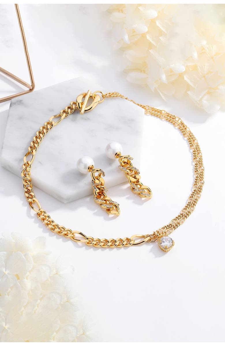 Classicharms Double Layered Solitaire Pendant Necklace, Alternate, color, Gold