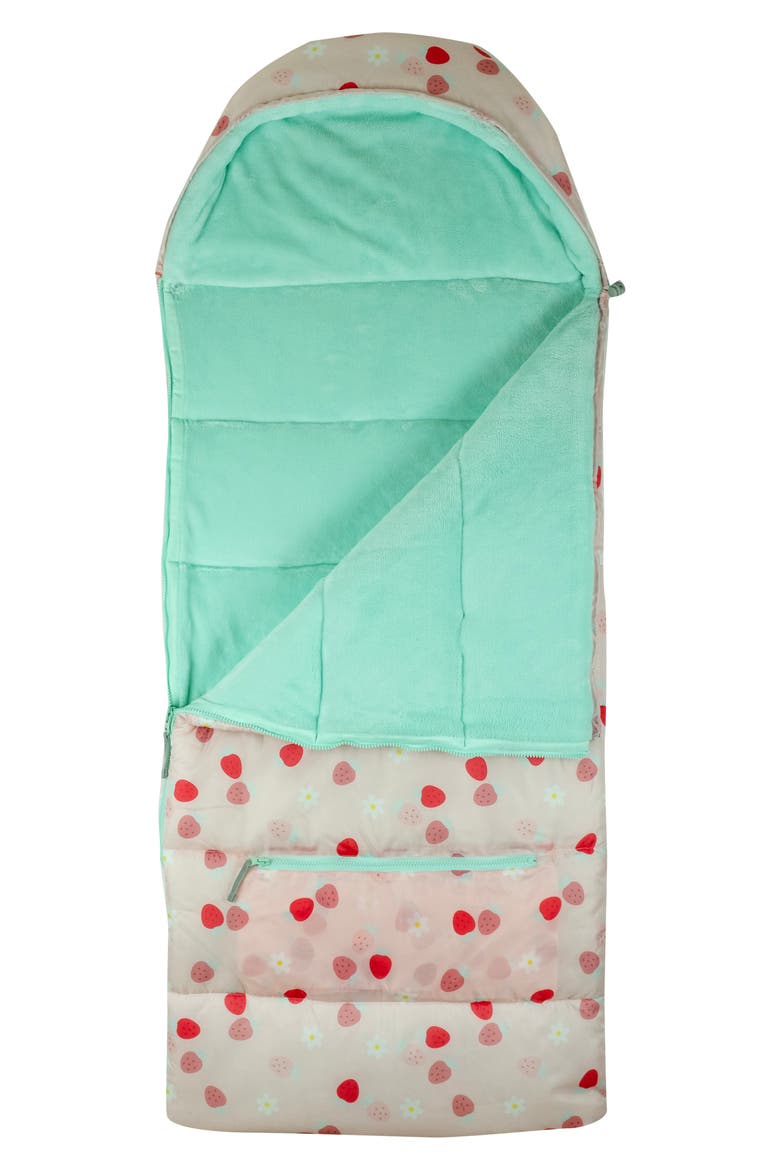 Kids' Sleep-n-Pack Strawberries & Daisies Print Sleeping Bag Backpack, Alternate, color, STRAWBERRIES & DAISIES