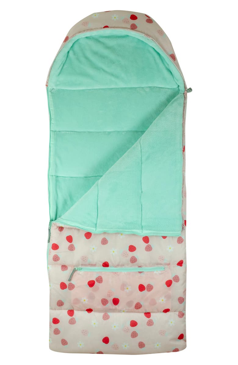 mimish Kids' Sleep-n-Pack Strawberries & Daisies Print Sleeping Bag Backpack, Alternate, color, Strawberries & Daisies