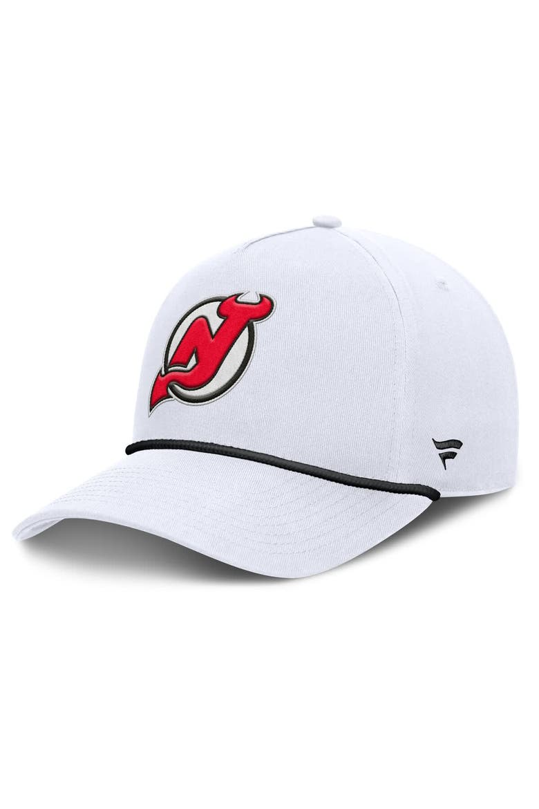 Men's Fanatics White New Jersey Devils Rope A-Frame Adjustable Hat, Main, color, White