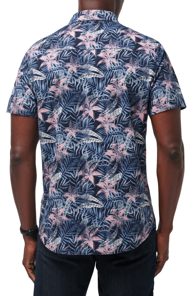 TravisMathew Shoot the Channel Floral Short Sleeve Stretch Button-Up Shirt, Alternate, color, 