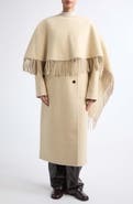 Róhe Fringe Wool & Alpaca Double Face Coat with Cape