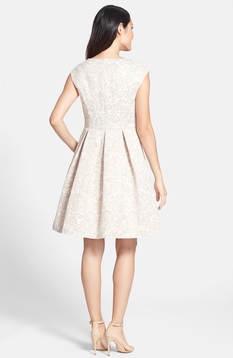 Eliza J Embellished Jacquard Fit & Flare Dress, Alternate, color, 